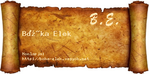 Bóka Elek névjegykártya